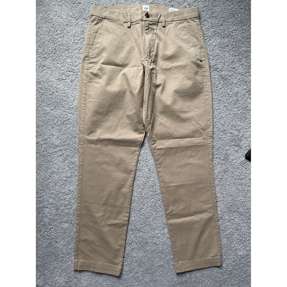 Gap Essential Khaki Mens 32x30 Straight Taper Pants‎ Tan Chinos NwOT